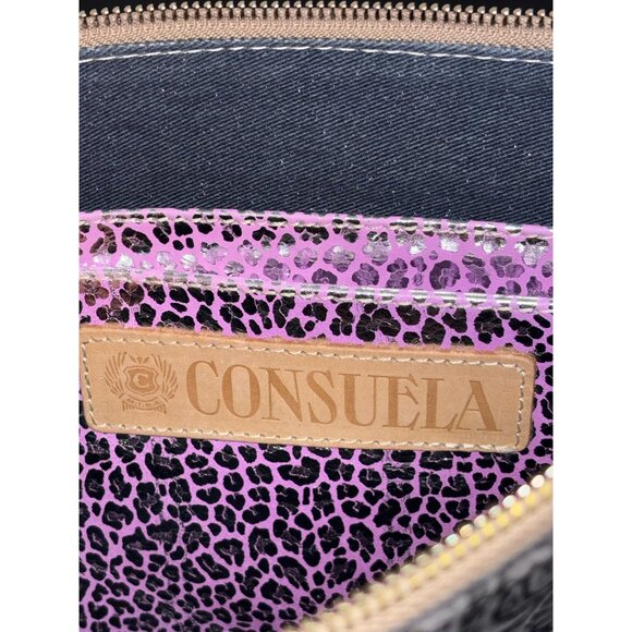 Consuela Black Embossed Crossbody Bag With Adjustable Striped Strap - Picture 10 of 10